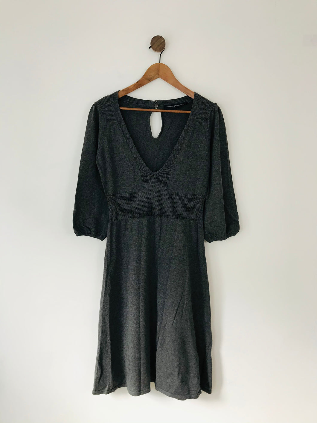 French Connection Women’s V Neck Knit Aline Dress | UK16 | Grey