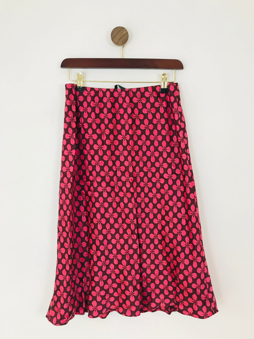 Boden Women’s Silk Floral A-Line Midi Skirt | UK10 | Pink