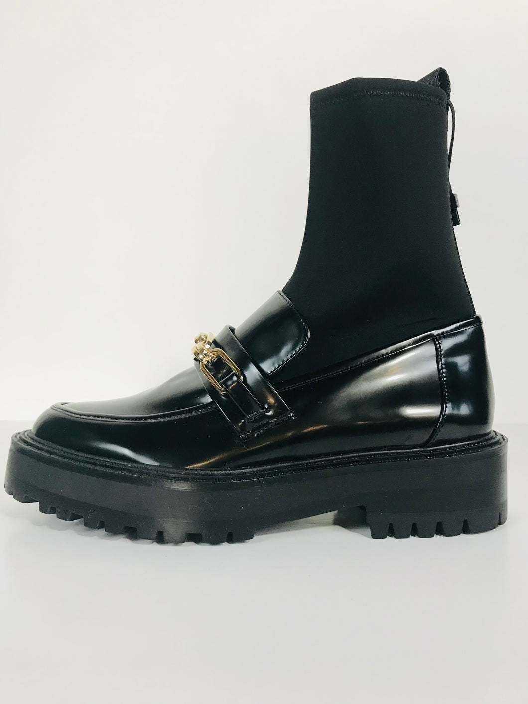 Zara Women's Platform Ankle Sock Loafers NWT | UK6 EU39 | Black