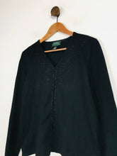 Load image into Gallery viewer, Lauren Ralph Lauren Women&#39;s Silk Embroidered Cardigan | L UK14 | Black
