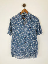Load image into Gallery viewer, Tommy Hilfiger Women&#39;s Floral Short Sleeve Button-Up Shirt | L UK14 | Blue
