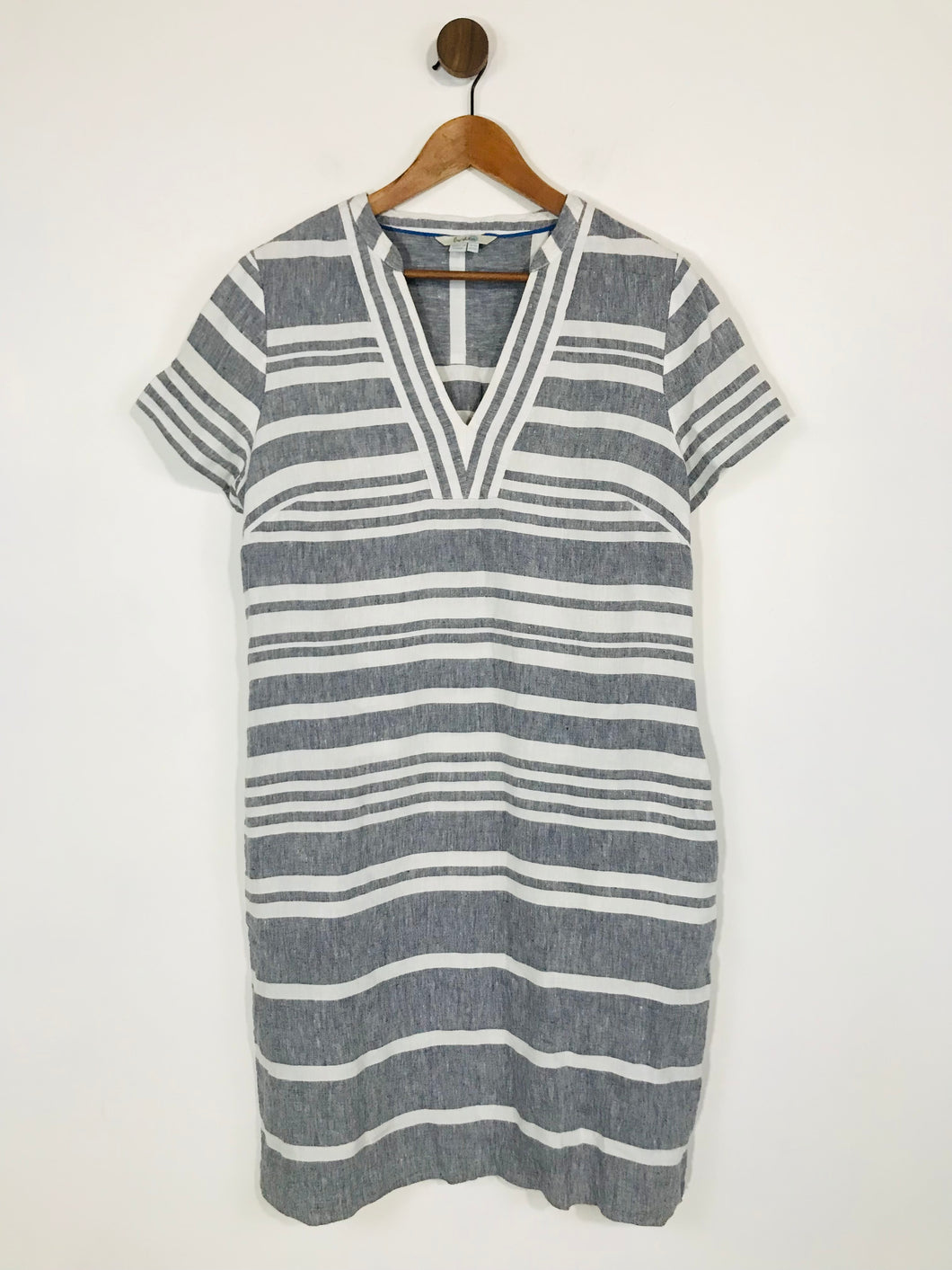 Boden Women's Linen Striped Shift Dress | UK14 | Blue