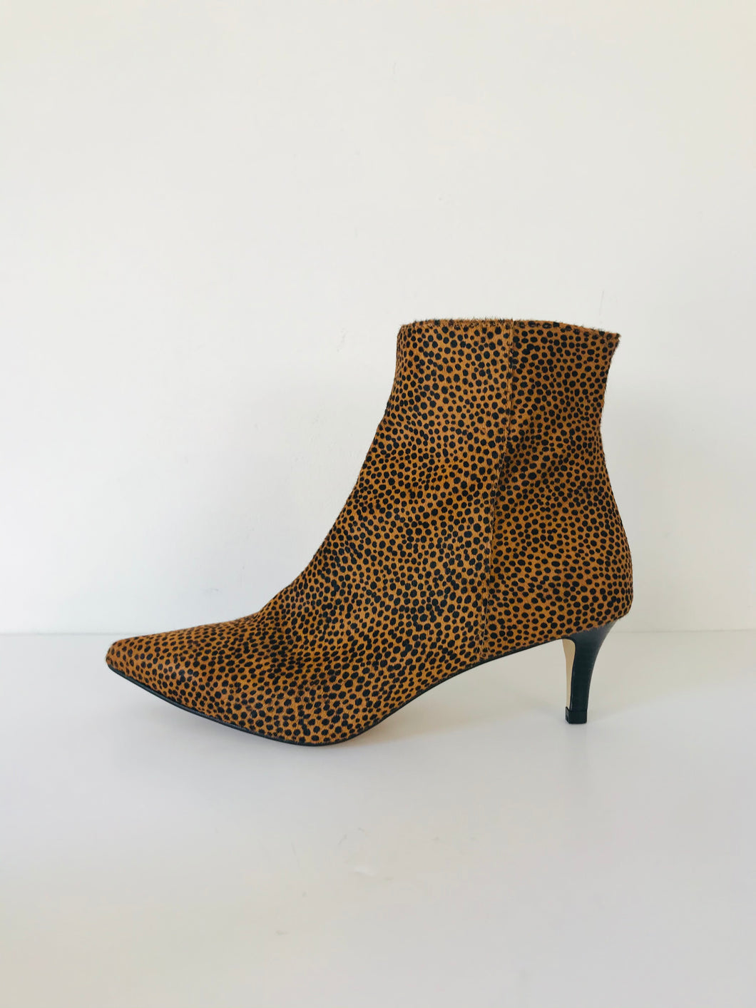 Mint Velvet Women’s Animal Print Kitten Heeled Boots NEW | 39 UK6 | Brow
