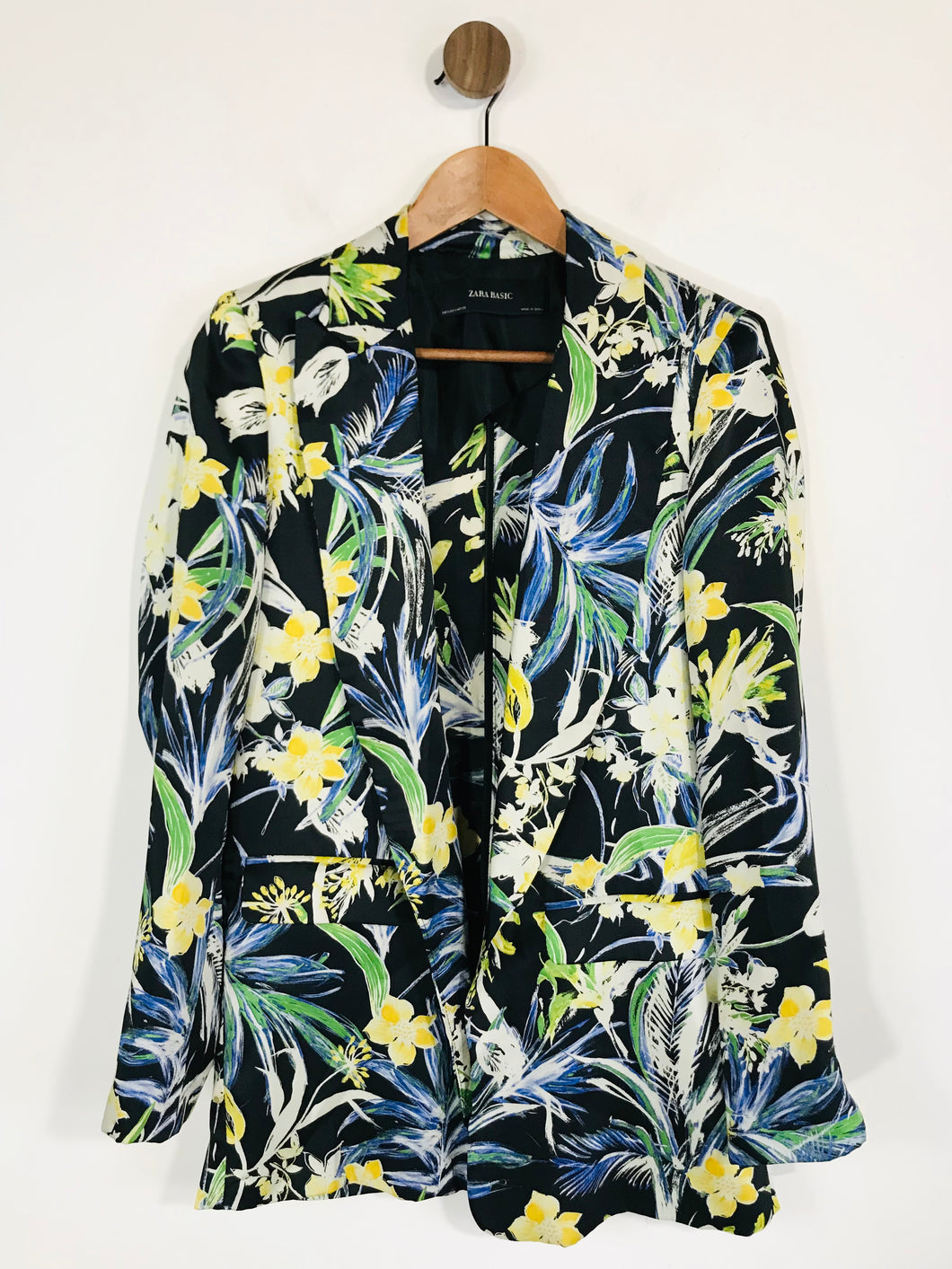 Zara Women's Floral Padded Shoulder Blazer Jacket | S UK8 | Multicoloured