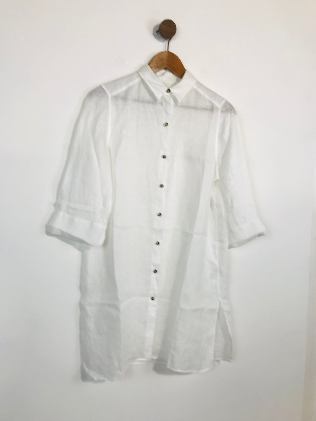 El Corte Ingles Women's Linen Lightweight Button-Up Shirt | XS UK6-8 | White