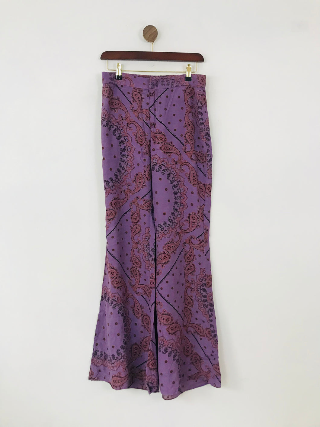 Zara Women's Paisley Flare Trousers | M UK10-12 | Purple