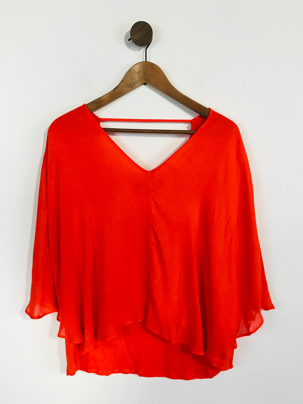 Zara Women's V-Neck Cape Crop Blouse | M UK10-12 | Orange