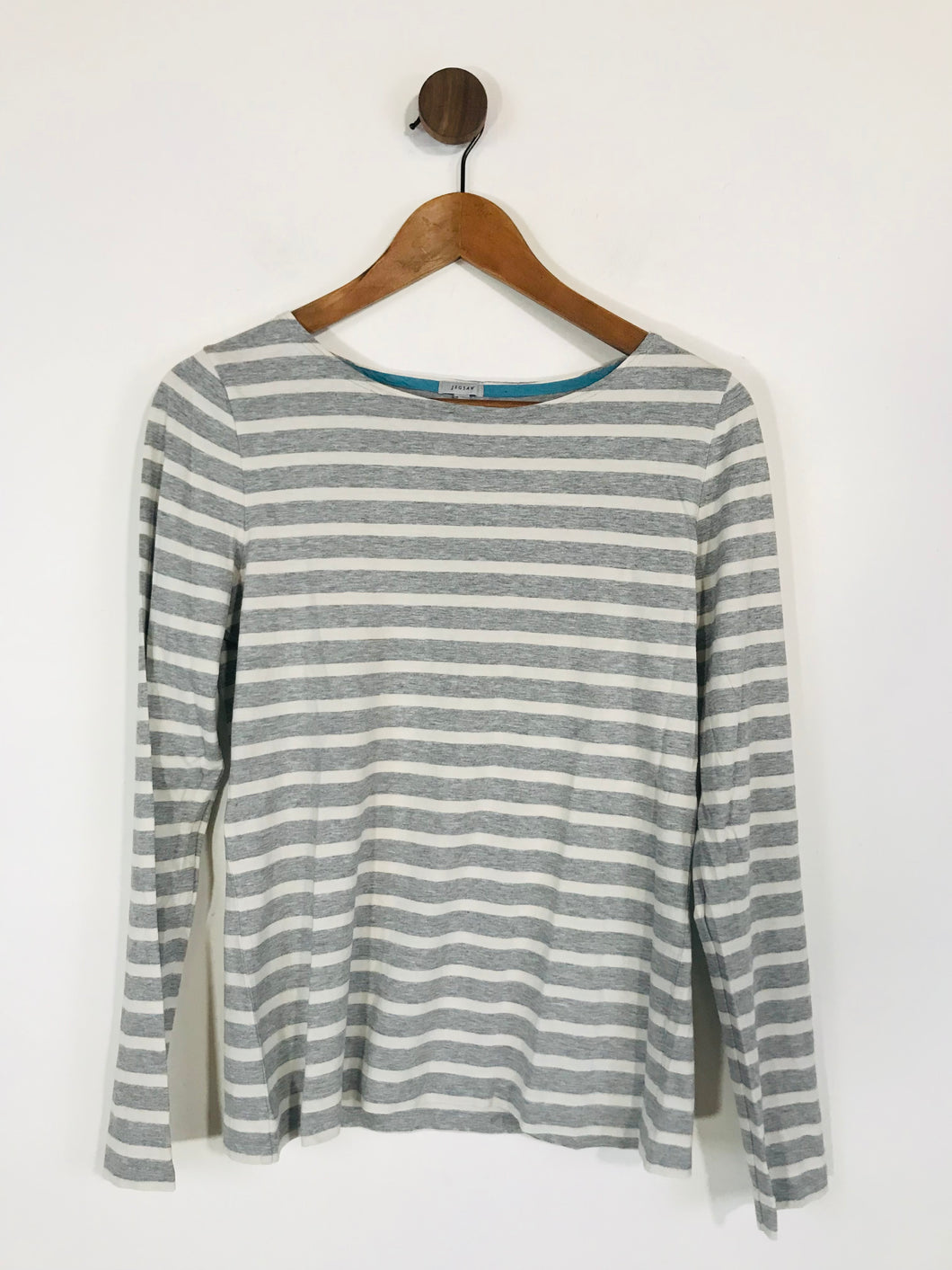 Jigsaw Women's Long Sleeve Striped T-Shirt | M UK10-12 | Grey