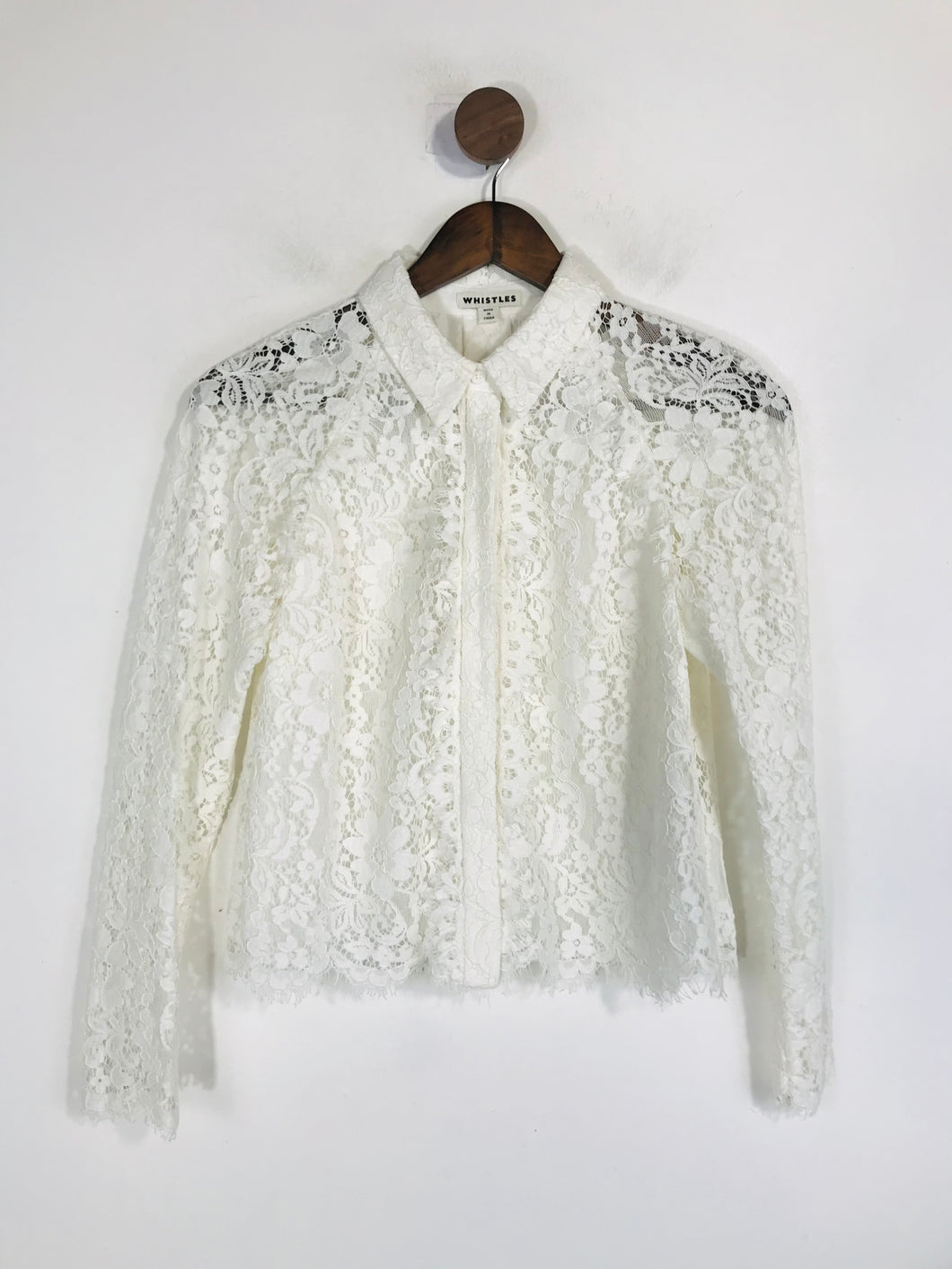 Whistles Women's Lace Button-Up Shirt | UK10 | White