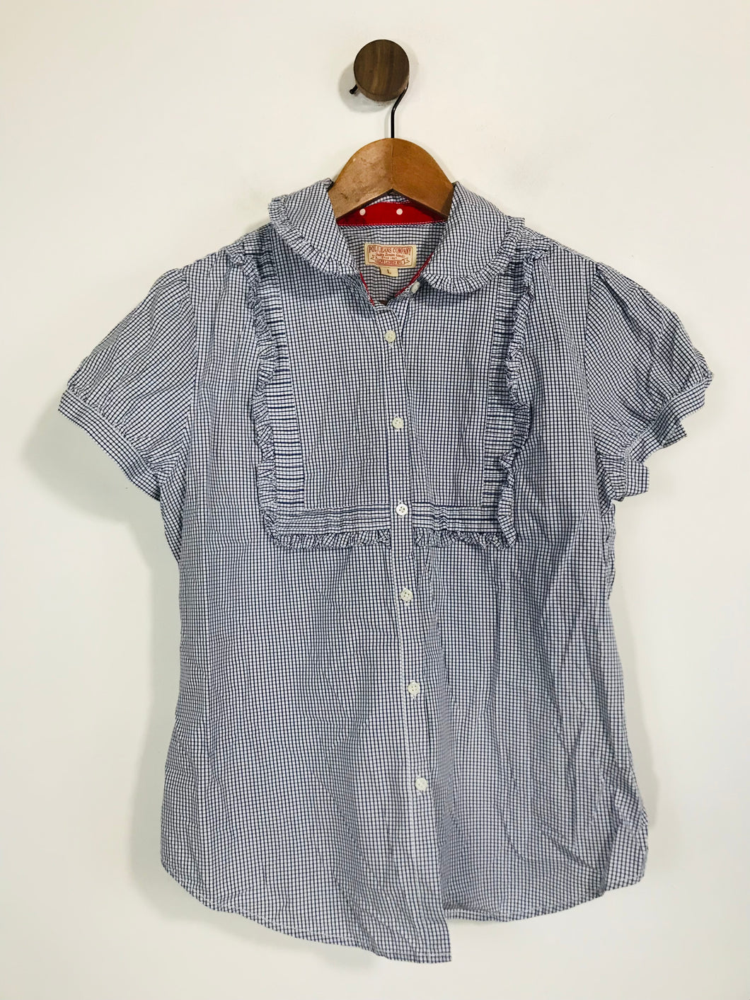Ralph Lauren Women's Cotton Check Gingham Button-Up Shirt | L UK14 | Blue