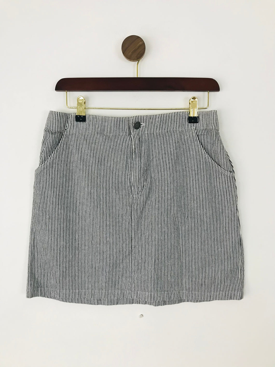 Hollister Women’s Pinstripe A-Line Mini Skirt | M UK10-12 | Grey