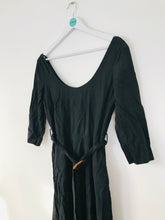 Load image into Gallery viewer, Zara Women’s Scoop Neck Flared Midi Belt Dress | L | Black
