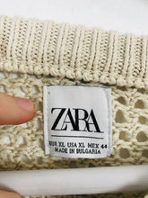 Load image into Gallery viewer, Zara Women’s Knit Crochet Oversized Longline Jumper | XL | Cream
