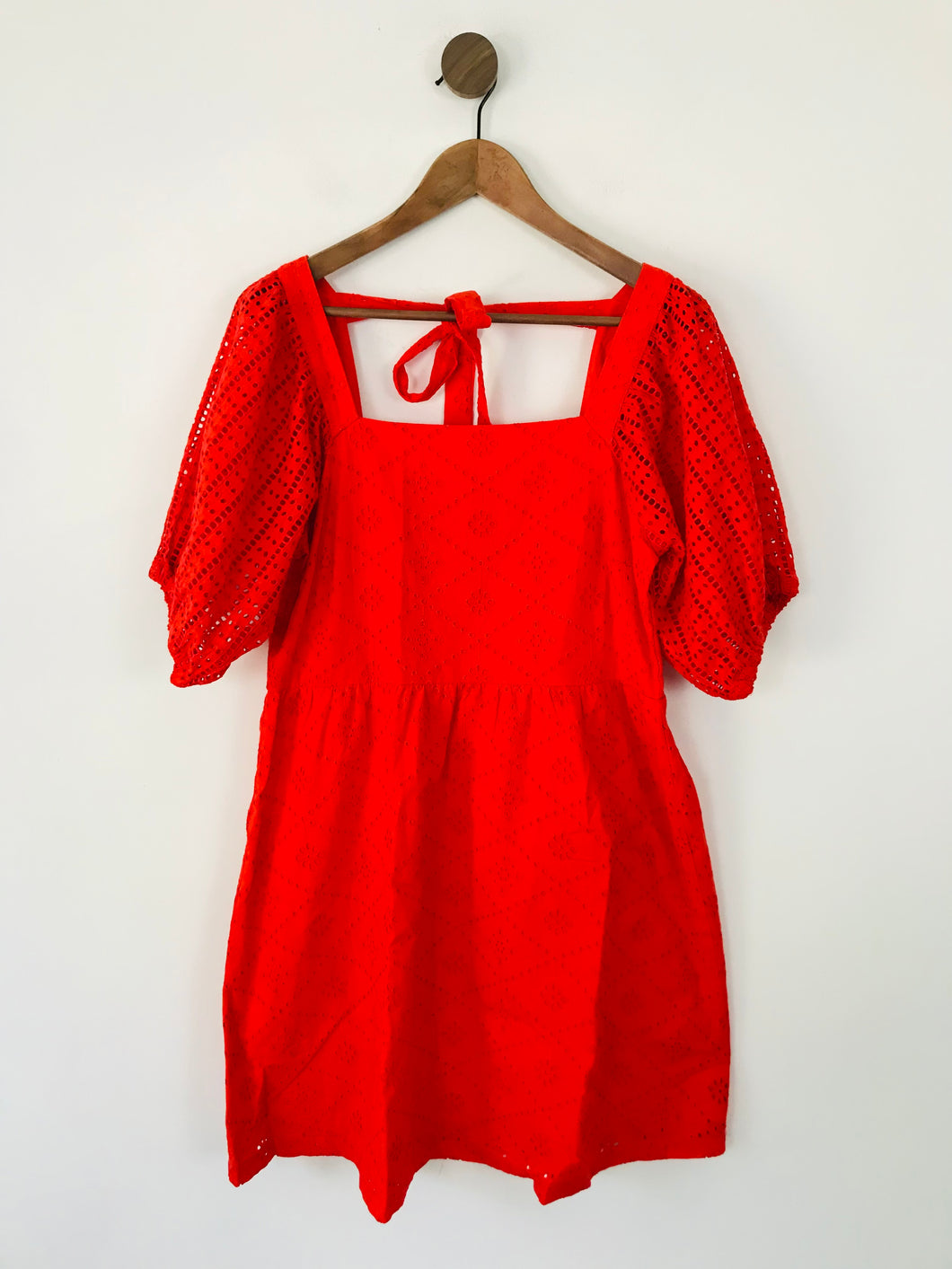 Oliver Bonas Women's Puff Sleeve Smock Mini Dress | UK12 | Red