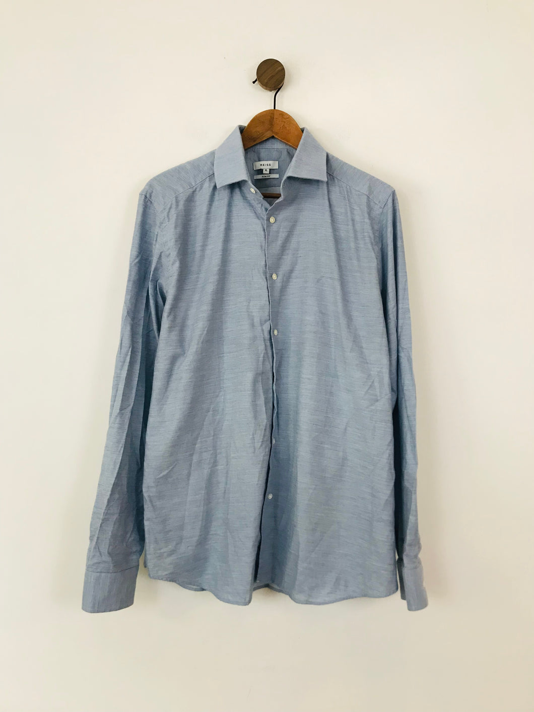 Reiss Men's Slim Fit Button-Up Shirt | XL | Blue