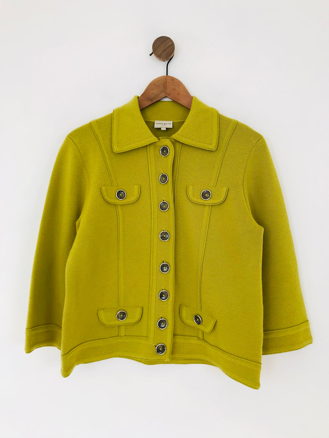Karen Millen Women's Button Up Collared Cardigan | UK14 3 | Green