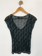 Load image into Gallery viewer, Karen Millen Women&#39;s Beaded Sequin Knit Blouse | 3 UK12 | Black
