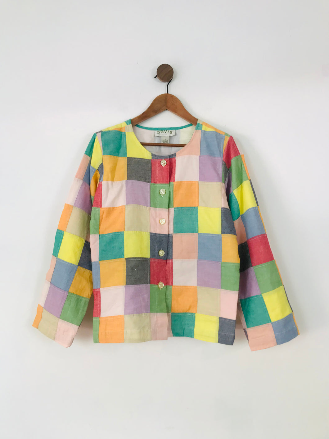 Orvis Women's Collarless Patchwork Button-Up Shirt | UK10 | Multicolour