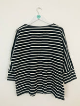 Load image into Gallery viewer, Jaeger Women’s Oversized Stripe Three Quarter Length Sleeve Tshirt | UK 18 | Navy and White
