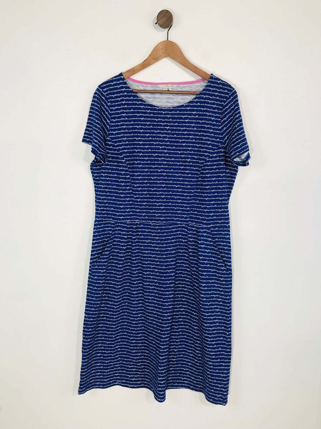 Boden Women's Text Pattern Midi Shift Dress | UK18 | Blue