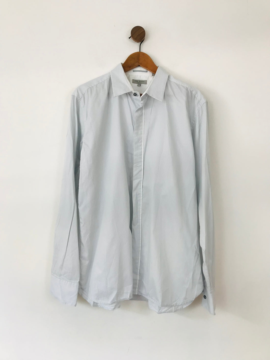Ted Baker Men's Striped Button-Up Shirt | 6 XXL | Blue