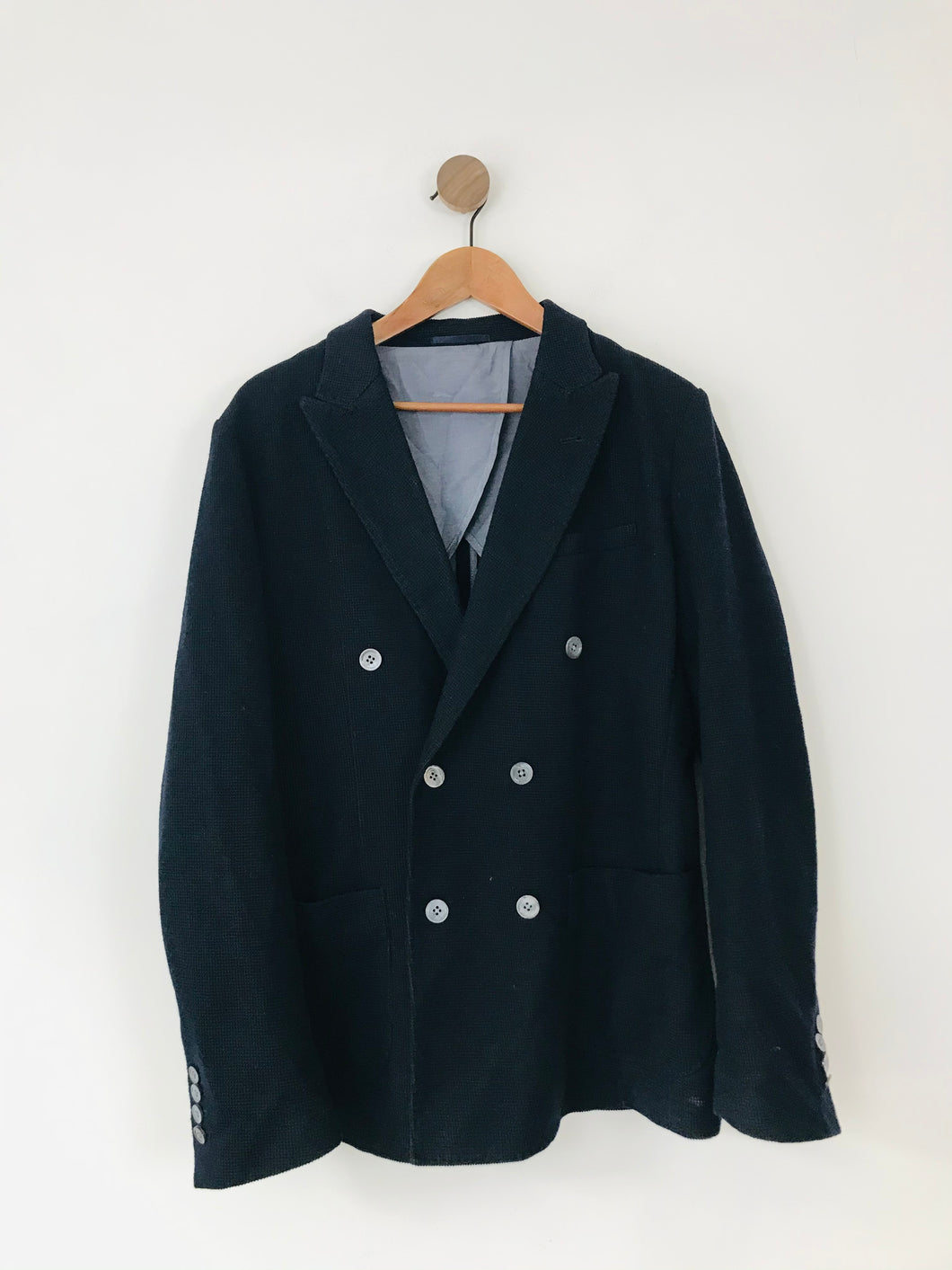 Reiss Men’s Wool Blend Double Breasted Blazer Jacket | 40 | Blue