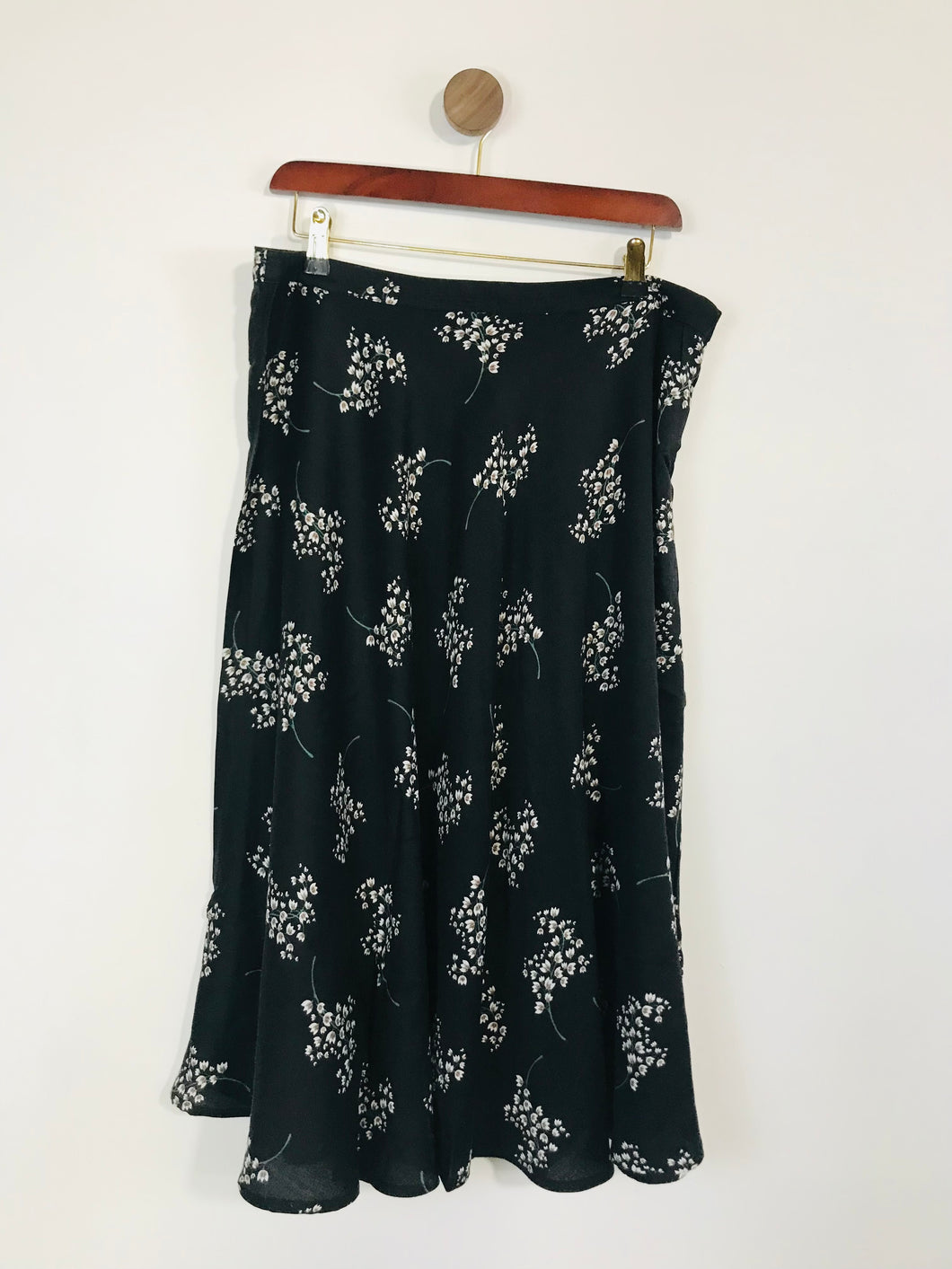 Warehouse Women's Floral A-Line Skirt | UK16 | Black