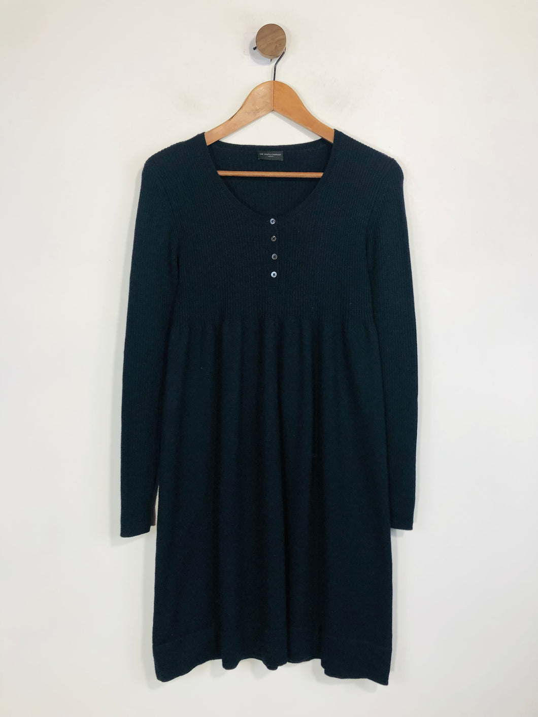 The White Company Women's Long Sleeve Merino Wool Shift Dress | M UK10-12 | Blue