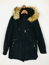Load image into Gallery viewer, Barbara Lebek Women&#39;s Faux Fur Hood Parka Jacket | UK12 | Black
