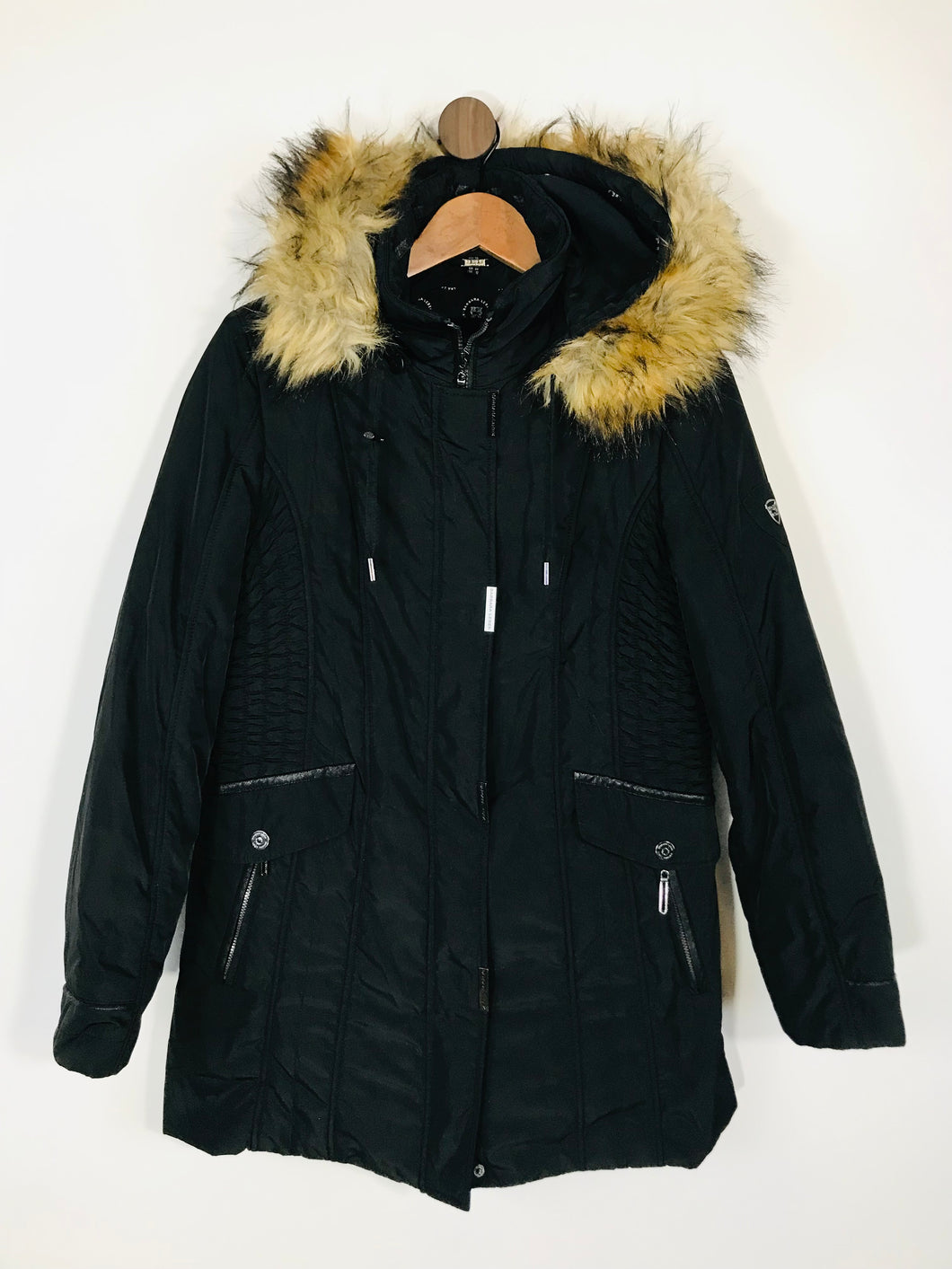 Barbara Lebek Women's Faux Fur Hood Parka Jacket | UK12 | Black