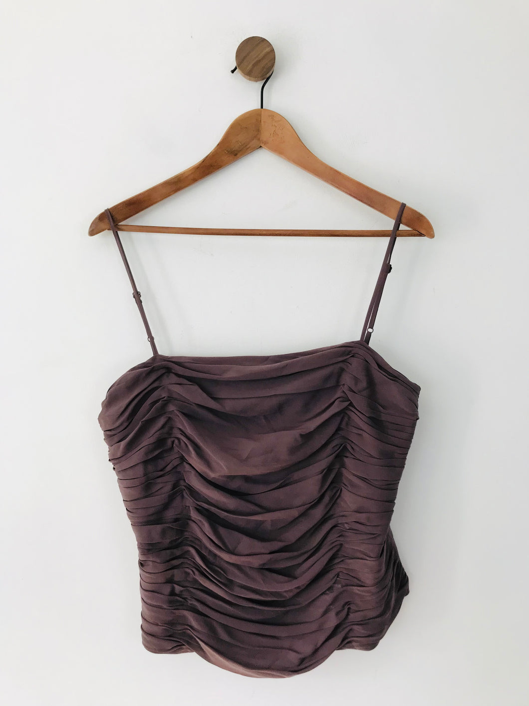 Monsoon Women's Silk Ruched Sleeveless Camisole Top | UK16 | Brown
