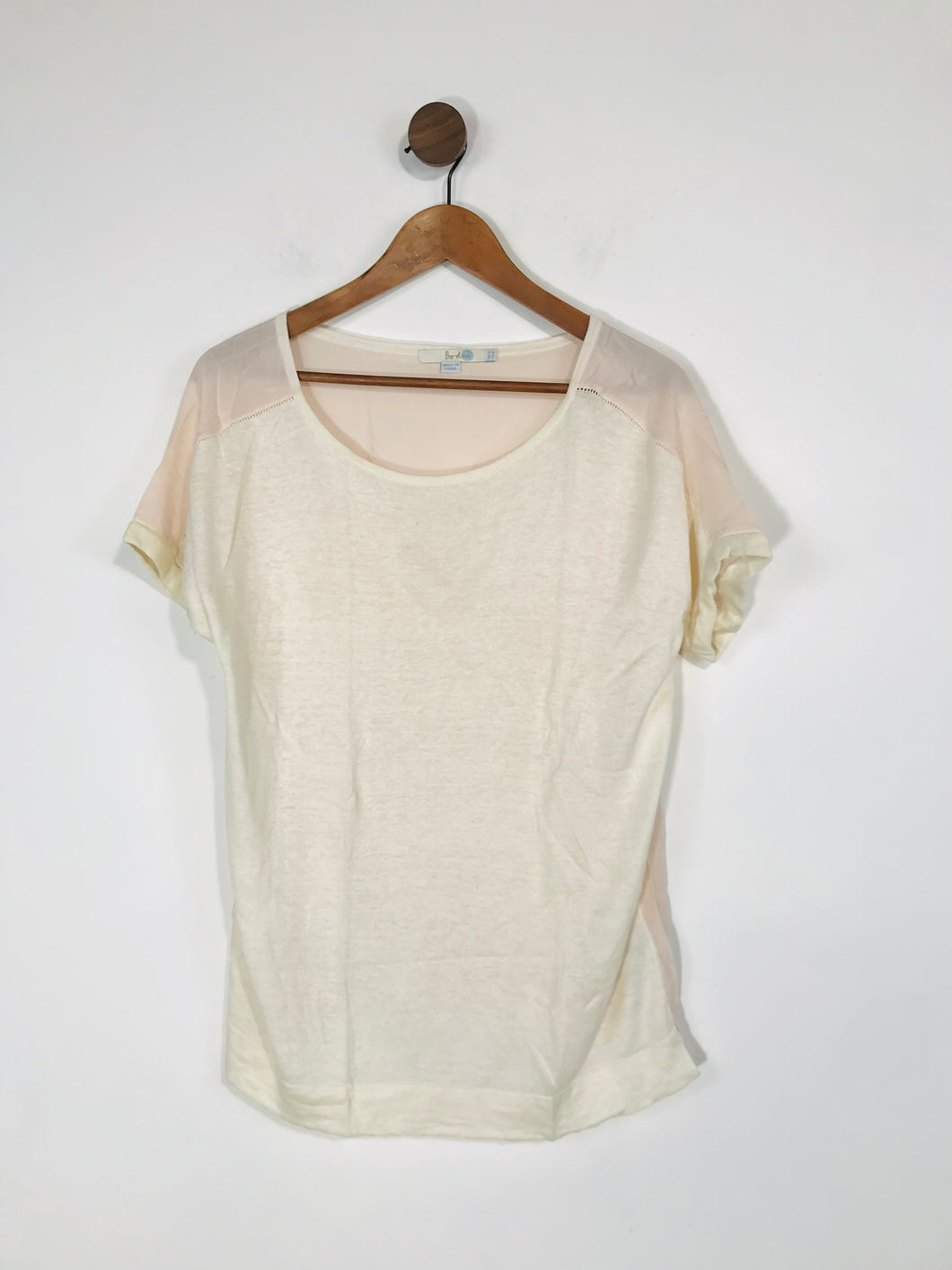 Boden Women's Silk Knit Rolled Sleeve T-Shirt  | UK12 | White