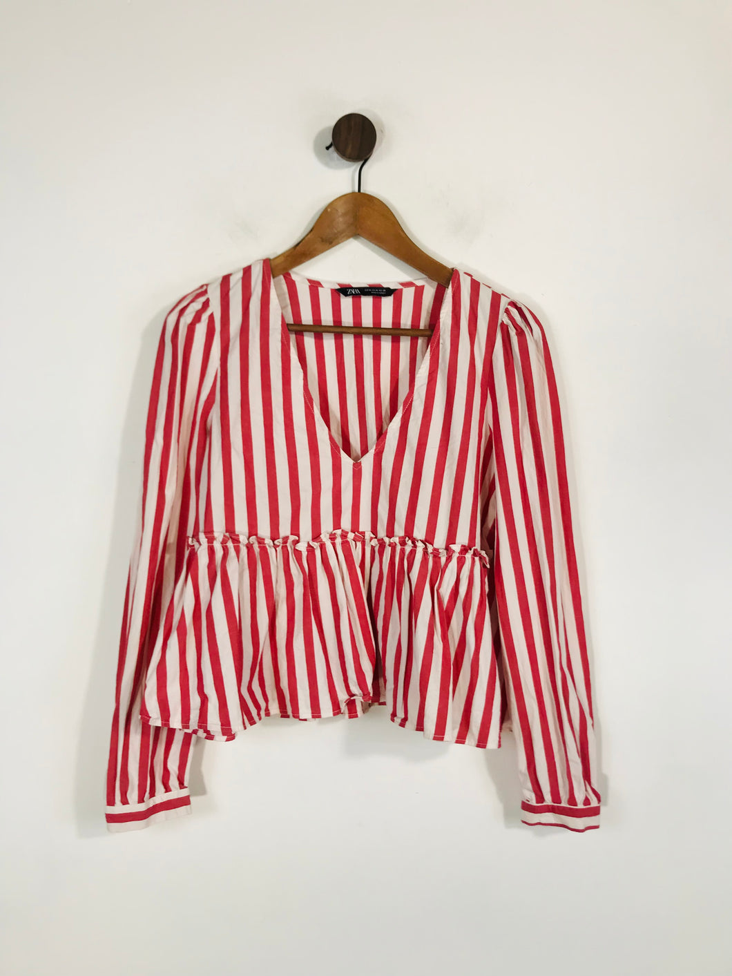 Zara Women's Striped Smock Blouse | M UK10-12 | Red