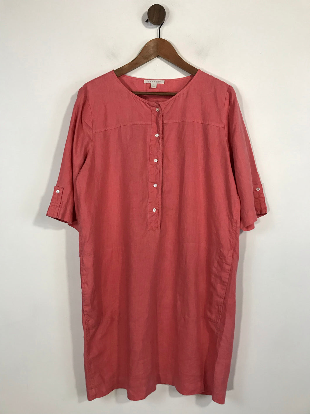 Trenery Women's Linen Shirt Dress | UK12 | Pink