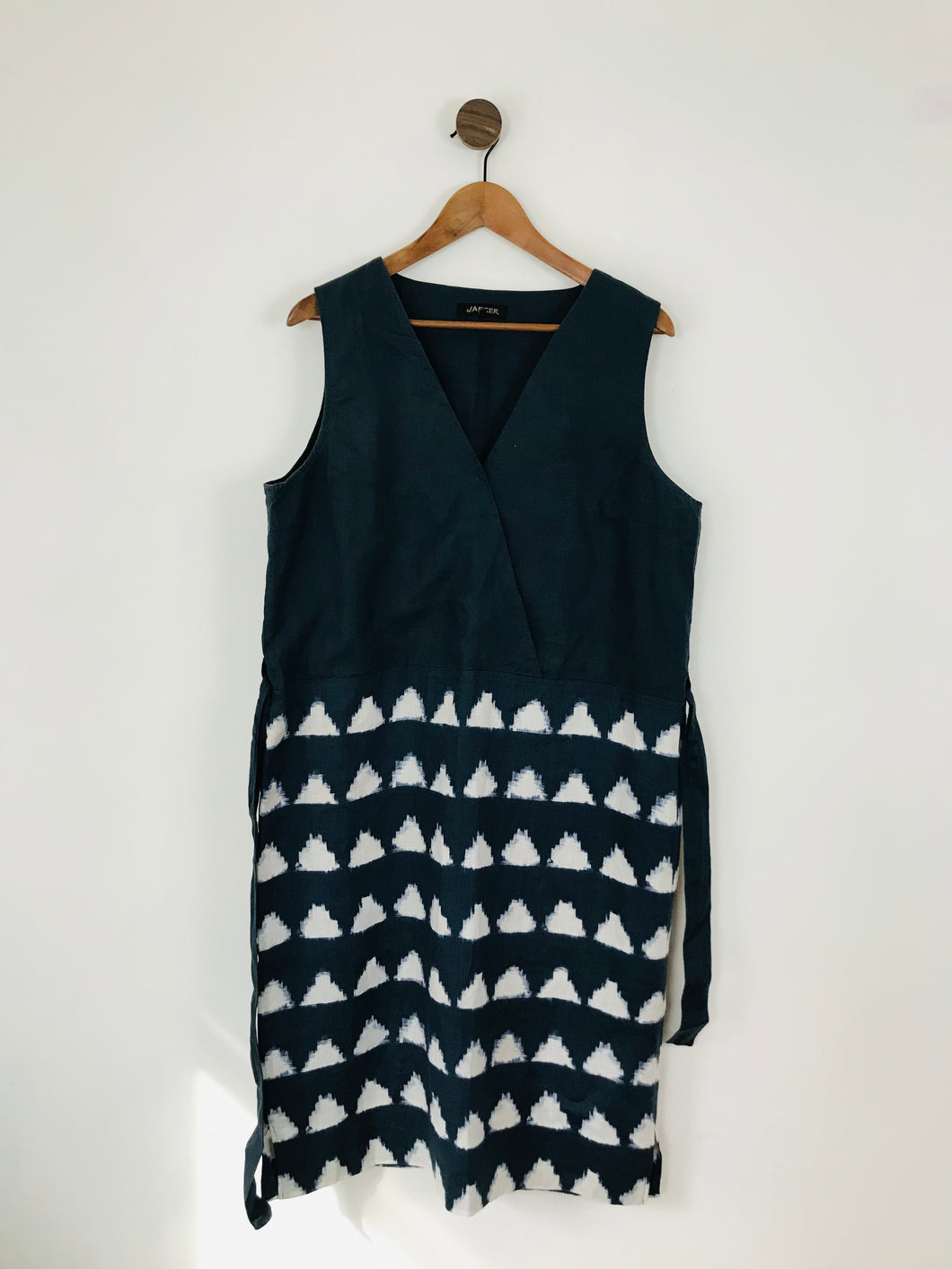 Jaeger Women’s 100% Linen Sleeveless Shift Midi Dress | UK16 | Blue