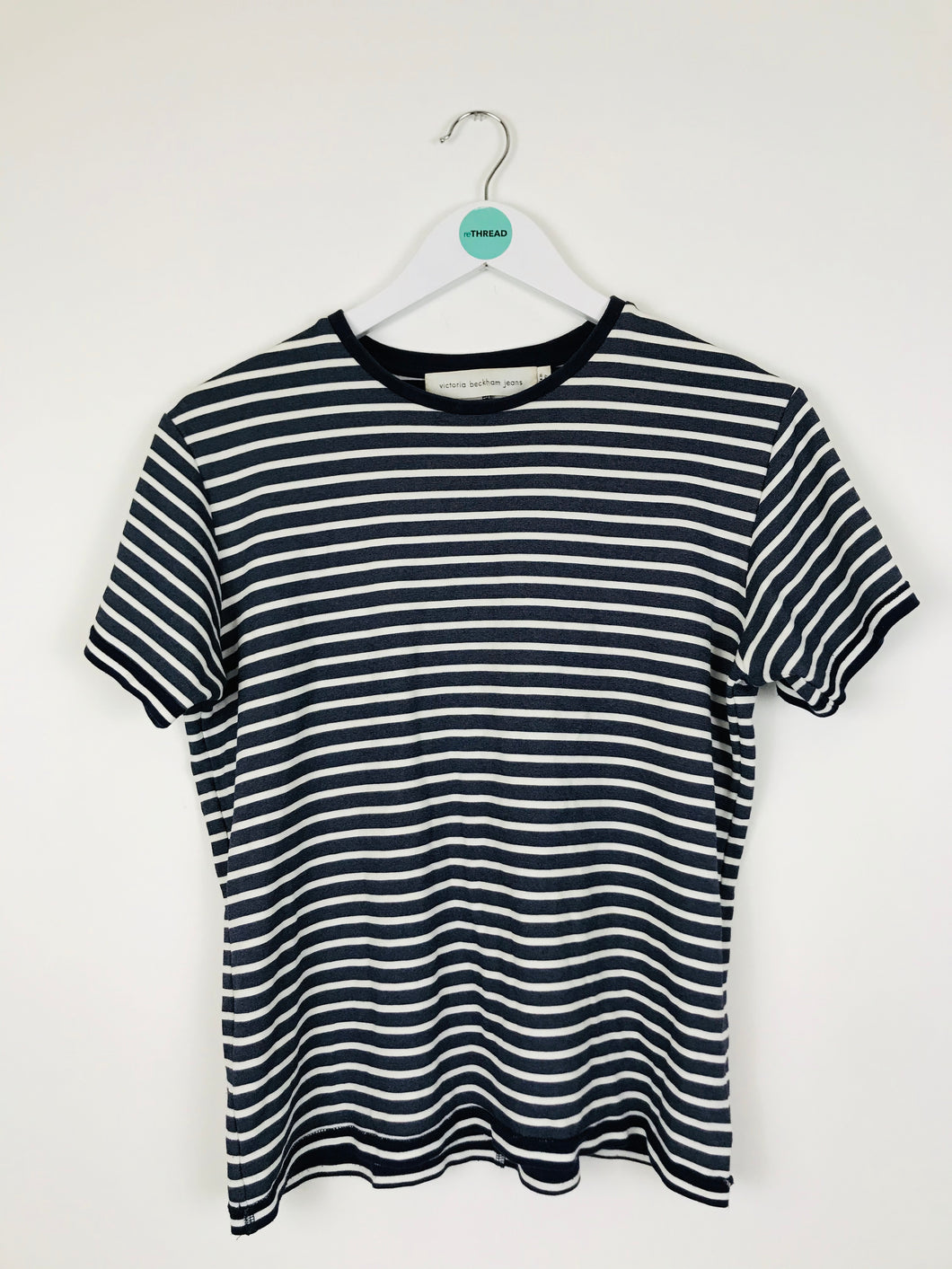 Victoria Beckham Womens T-Shirt | L | Navy Stripe