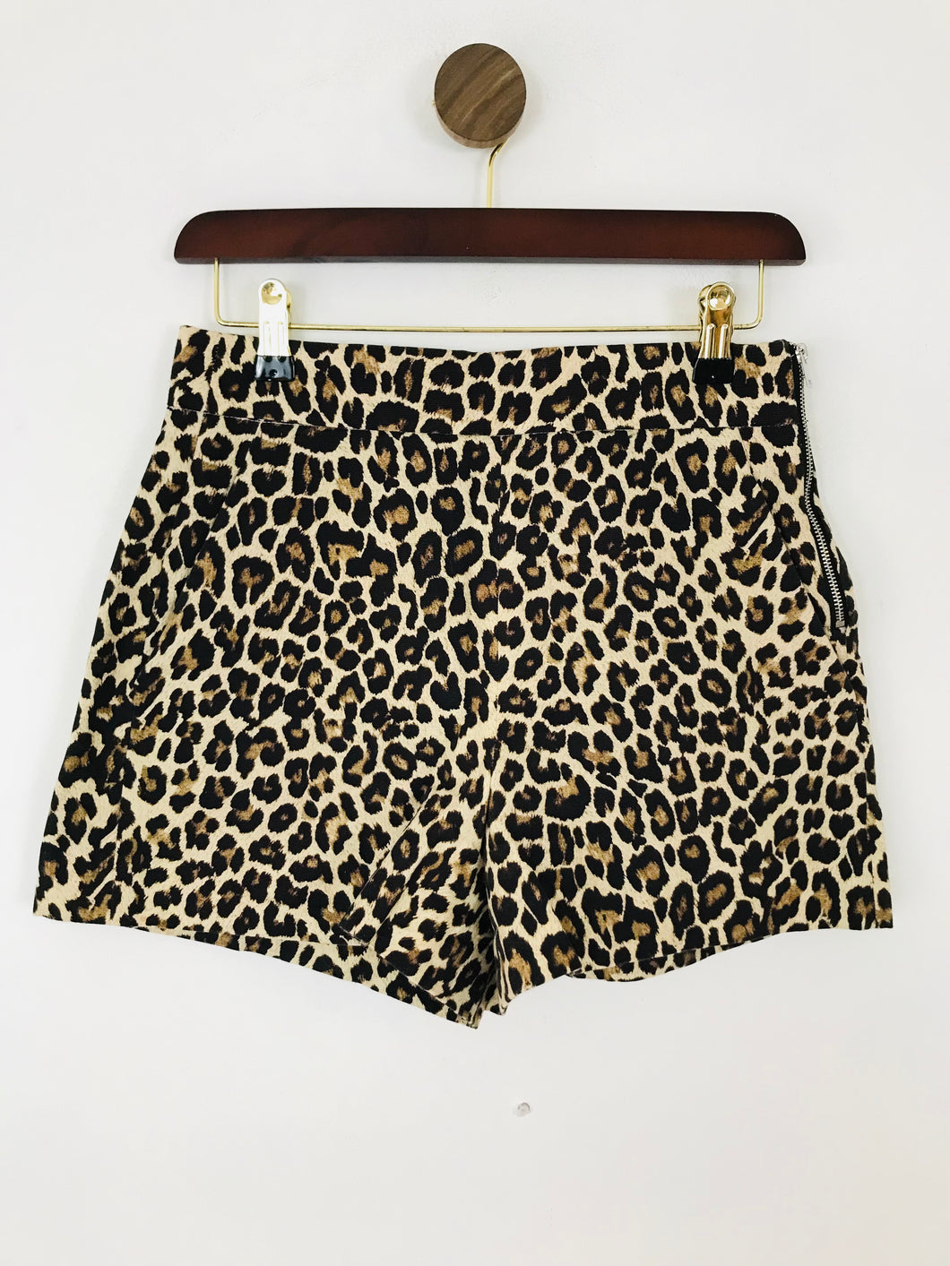 Zara Women's Leopard Print Hot Pants Shorts | S UK8 | Brown