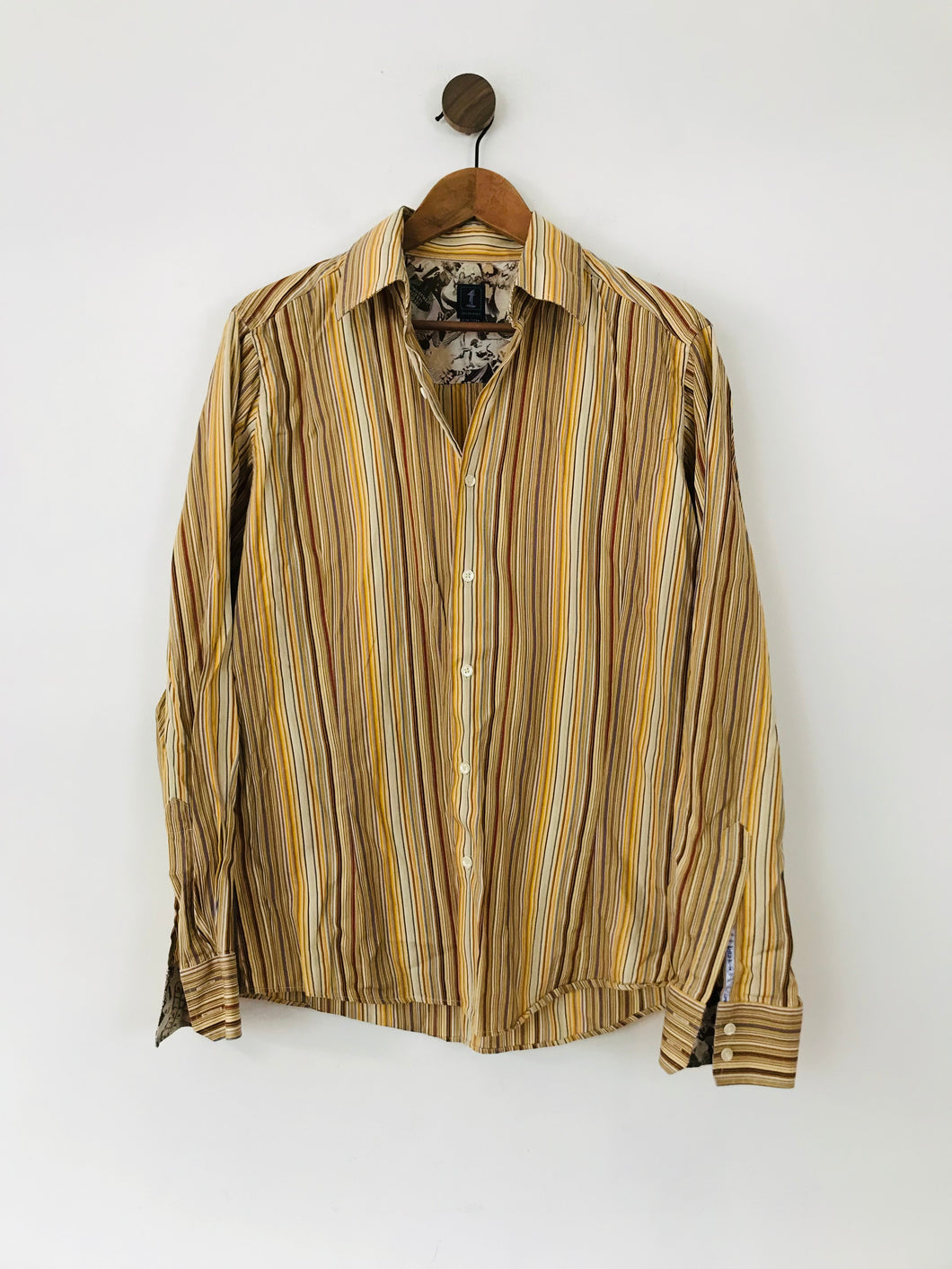1 Like No Other Men's Striped Button-Up Shirt | 3 L | Brown