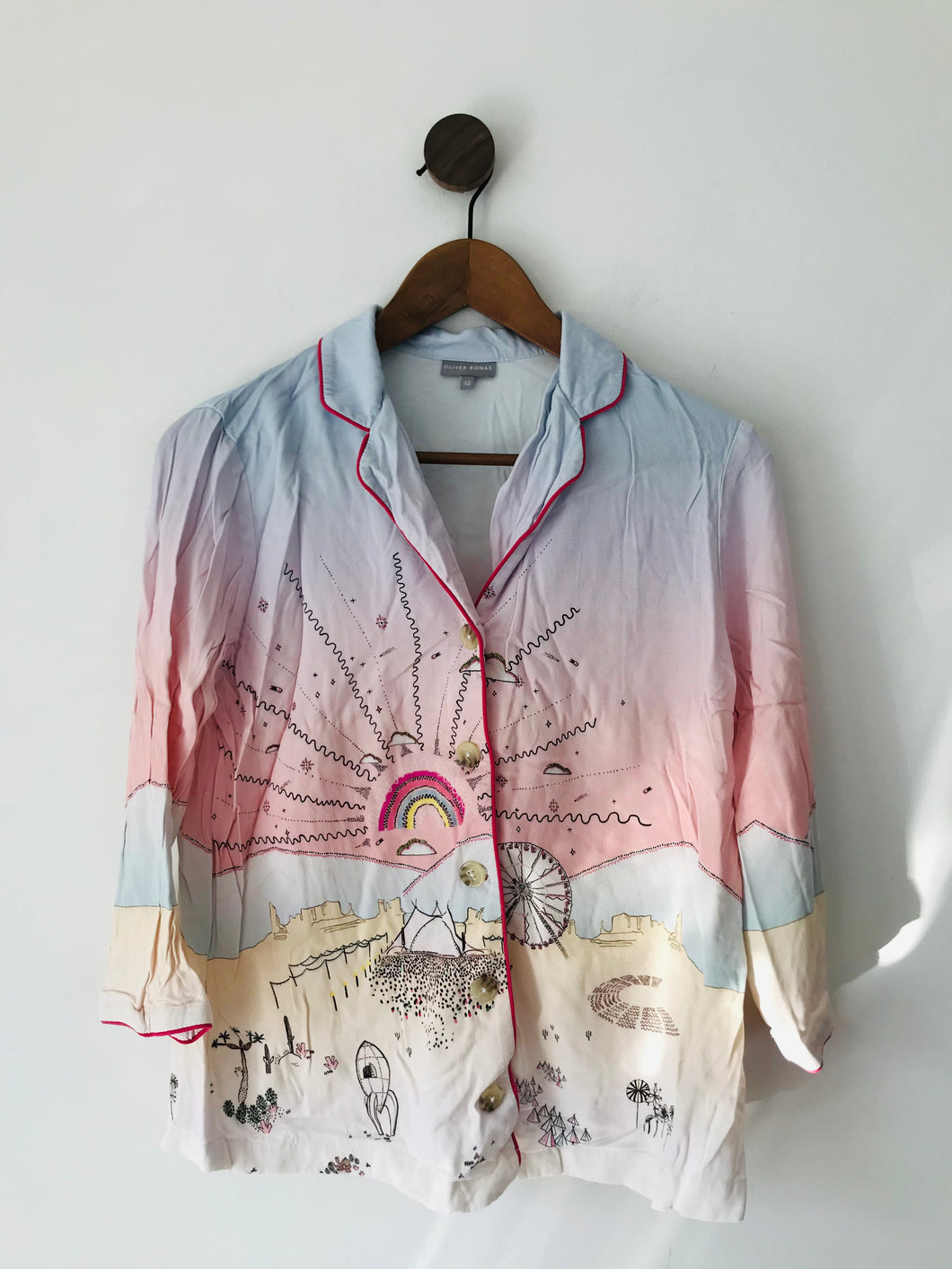 Oliver Bonas Women’s Rainbow Seaside Shirt | UK12 | Pink Multi