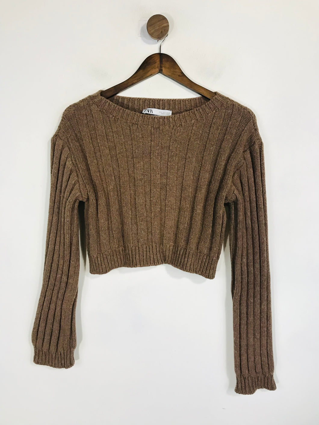 Zara Women's Crop Knit Jumper | S UK8 | Brown
