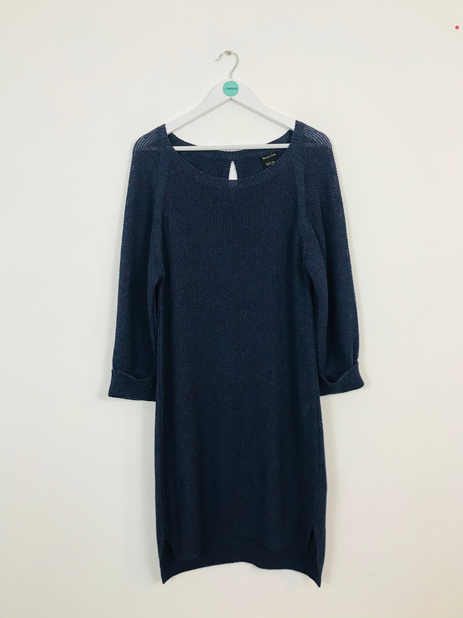 Massimo Dutti Women's Crochet Sweater Dress | L UK14 | Blue ReThread Massimo Dutti Women's Crochet Sweater Dress | L UK14 | Blue ReThread