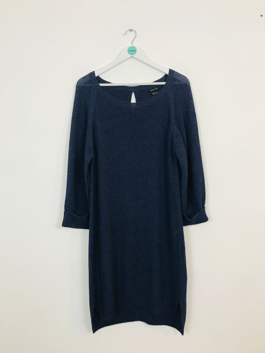 Massimo Dutti Women’s Crochet Sweater Dress | L UK14 | Blue
