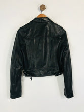 Load image into Gallery viewer, Whistles Women&#39;s Leather Crop Biker Jacket | UK10 | Black
