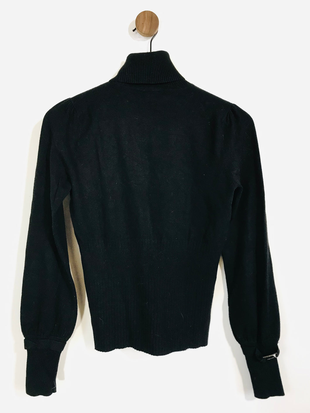 Karen Millen Women's Ribbed Roll Neck T-Shirt | 2 UK10 | Black