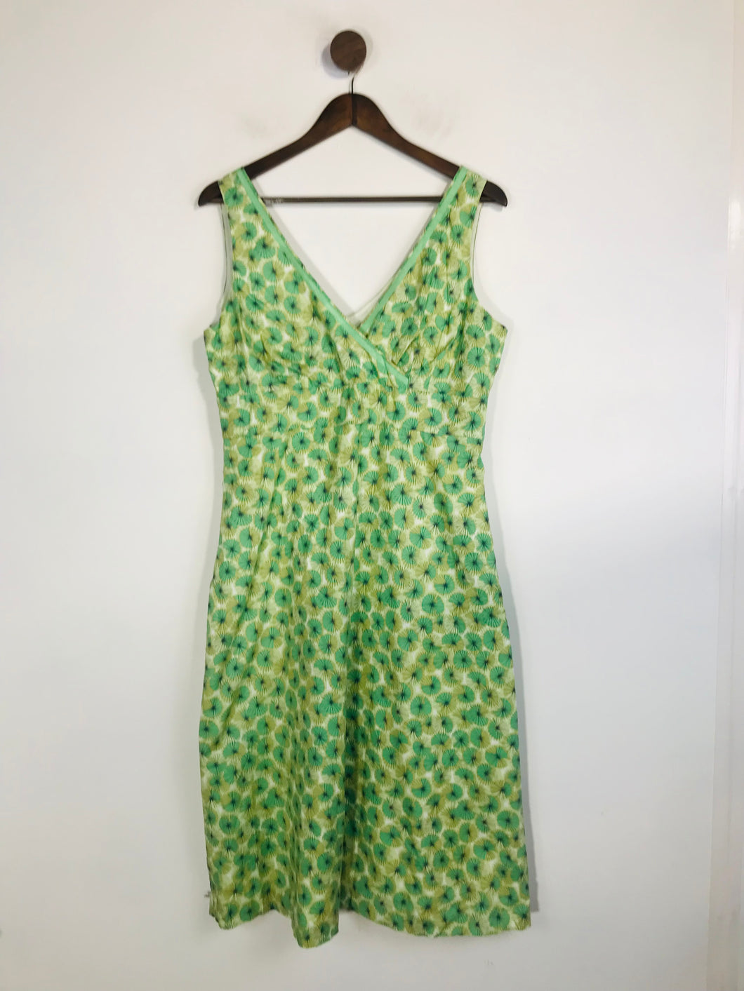 Boden Women's Floral V Neck A-Line Dress | UK16 | Green