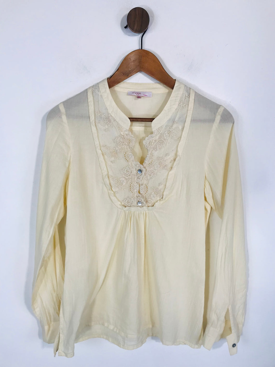 Maje Women's Embroidered Blouse | T3 UK12 | Beige