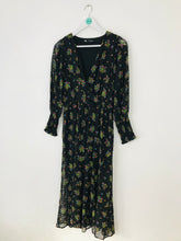 Load image into Gallery viewer, Zara Women’s Floral Long Sleeve Maxi Dress | M UK10-12 | Black
