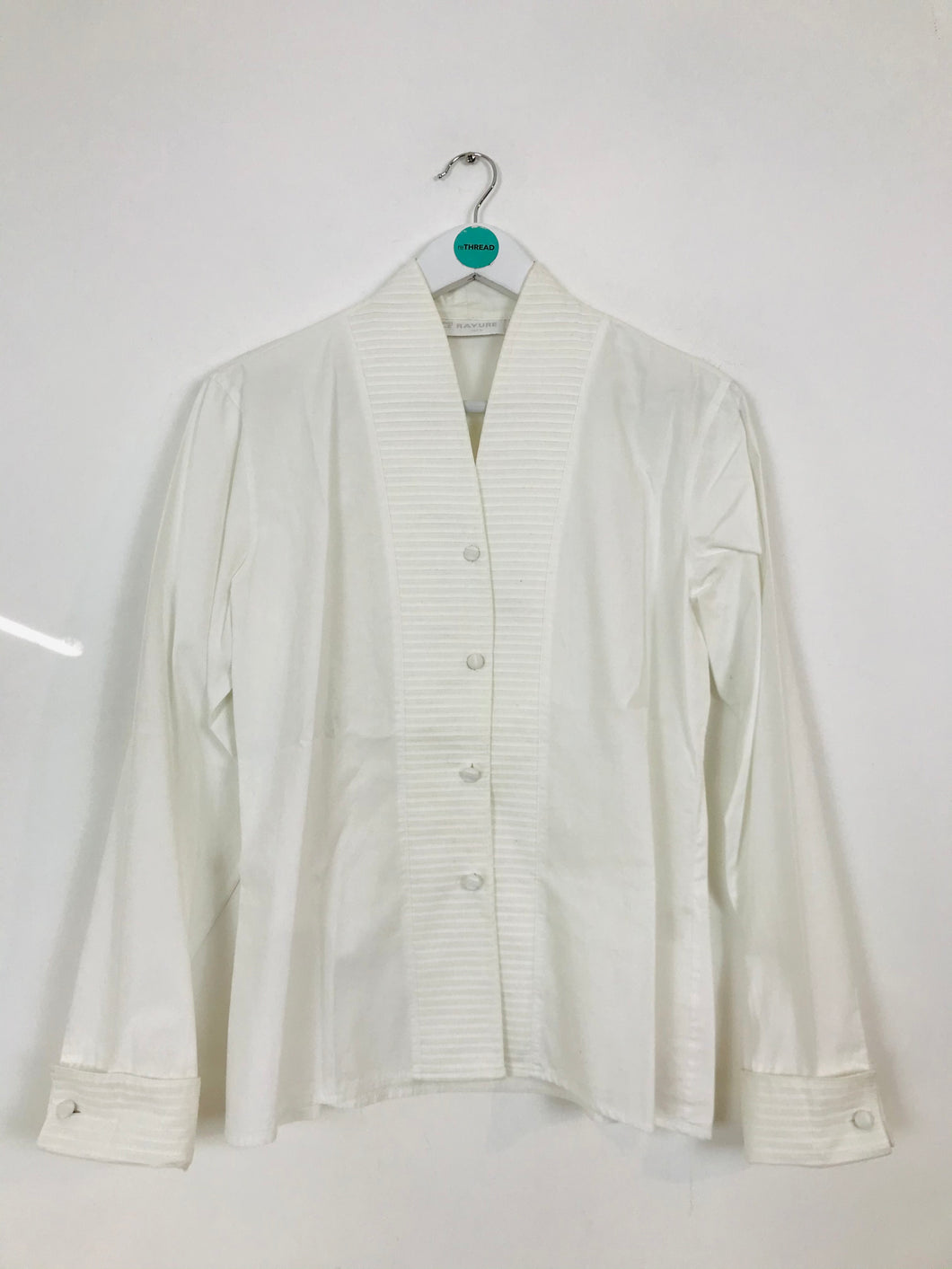 Rayure Paris Women’s Button Collarless Shirt | 42 UK14 | White