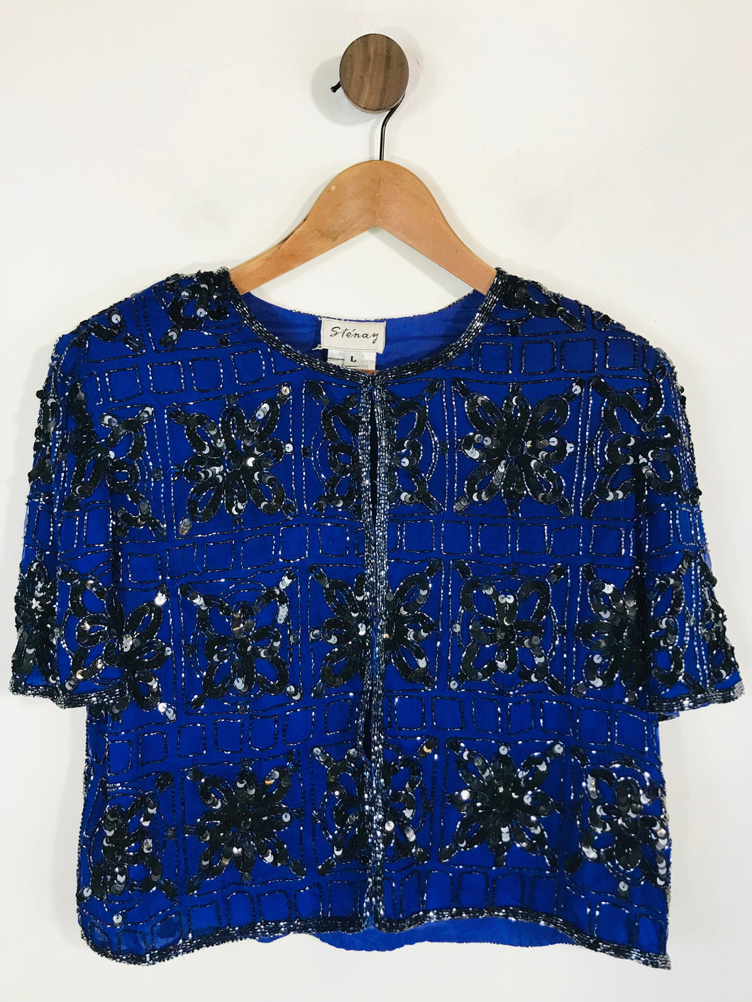 Stenay Women's Sequin Vintage Cardigan | L UK14 | Blue