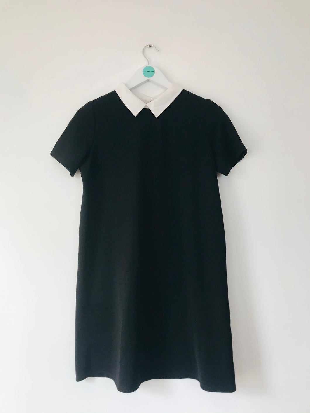 Zara Women’s Ribbed Collared Shirt Dress | M UK12 | Black